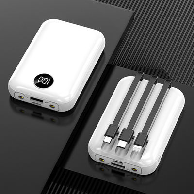 10000mAh Taşınabilir Kablosuz Şarj Cihazı LCD Ekran Dahili Kablo Güç Bankası