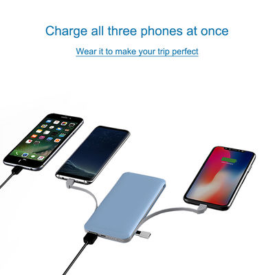 Dahili Kablo 10000mAh 210g Ultra İnce Güç Bankası
